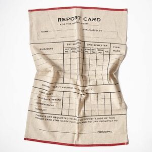 Fish's Eddy 100% Flax Report Card Novelty Kitchen Dish Tea Towel Made in India